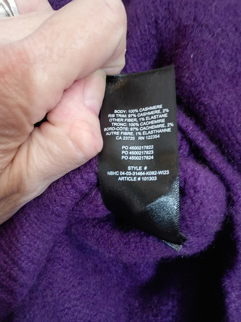 Wilfred Cashmere Size S Purple Women's Crewneck Sweater Amazingly Soft Feel Cozy - Picture 5 of 7